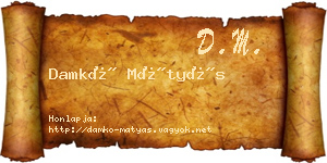 Damkó Mátyás névjegykártya
